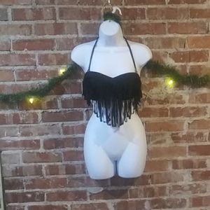 Roxy Fringe Bikini Top Black